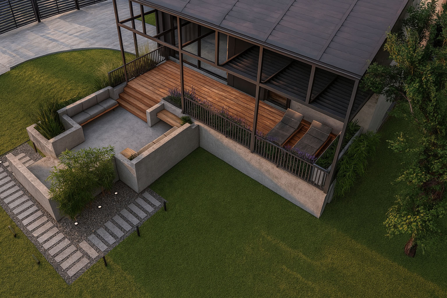 Projekt tarasu i elewacji – OK OFFICE - ujęcie 1